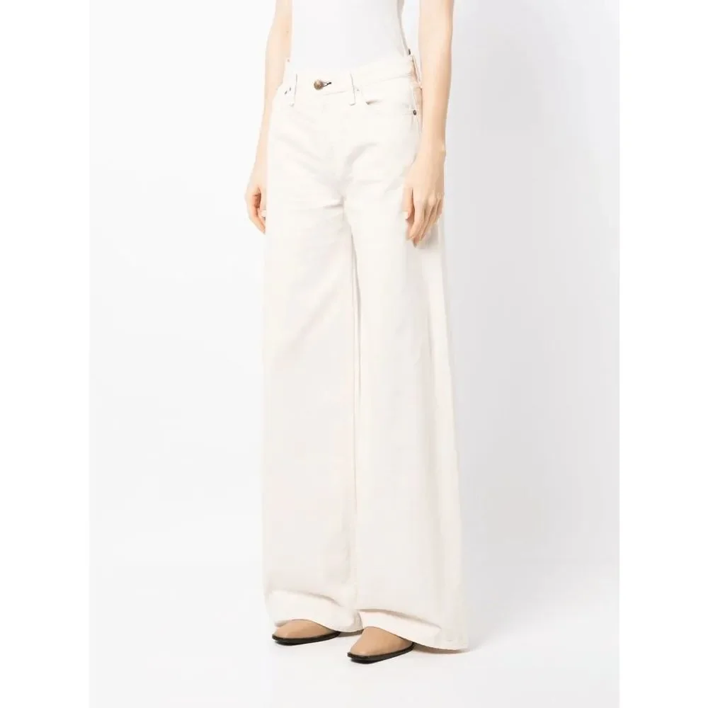 Rag & Bone Sofie Two-tone Frayed High-rise Wide-leg Jeans Ecru White Size 29 - Picture 4 of 13